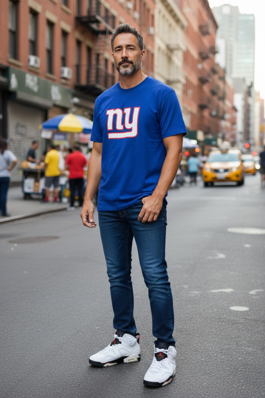 NFL New York Giants NY Logo T-Shirt Size L Royal Blue